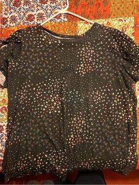 Torrid Black Floral Short-Sleeve Top
